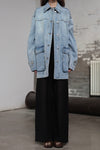 INTO THE EAST 25 Autumn/Winter Mid-Length Large Pocket Denim Jacket ITE-E1DGSS009BU20JK-LAN Blue